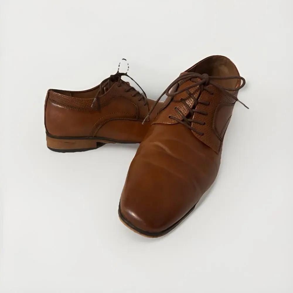 GUESS GMSULLEN-R Mens 10.5M Cognac Brown Lace Up Derby‎ Dress Shoes
